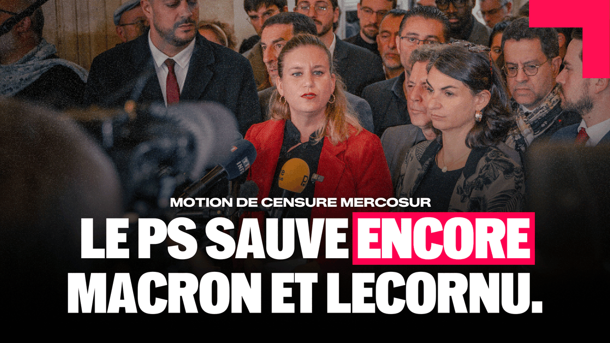 🔴🗣️ URGENT ! Mathilde Panot dénonce l'abstention des socialistes, des LR et des macronistes qui sauvent encore une fois Lecornu à 32 voix près. « Les Insoumis continueront le combat jusqu'au bout aux côtés des agriculteurs qui se mobilisent partout dans le pays. À commencer par le 21 janvier avec la résolution insoumise au Parlement européen pour saisir la Cour de justice de l'UE contre le #Mercosur. »
