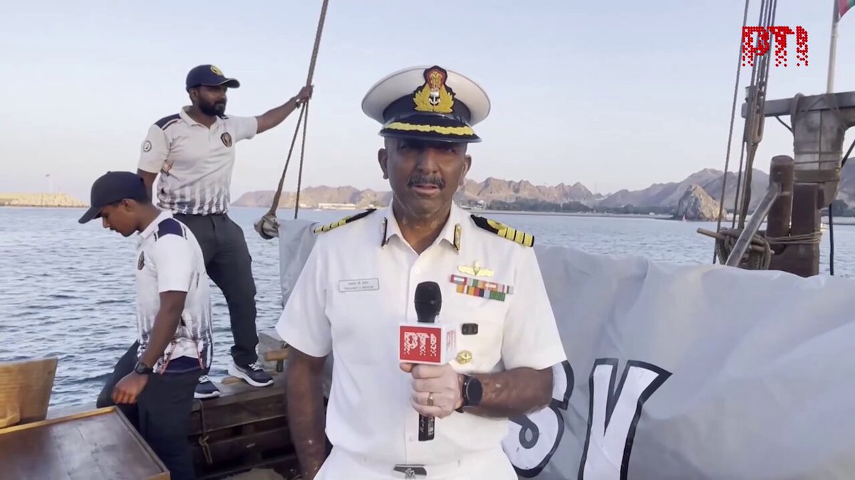 VIDEO | As INVS Kaundinya arrives in Muscat, Commodore Prashant C Menon says, "So I am Captain Prashant Menon. I am the officer in charge of the Ocean Sailing Node. So, in this expedition, my responsibility was to identify the crew, select the crew from the large group that maybe had provided for selection. And thereafter, to train them. What do you have to realise that this 1500 year old design. That means today there's nobody living who can teach the team to how to sail. For that matter, even I didn't know how to, train the people. So we undertook various iterations. We selected the team, we sent them to learn carpentry, we sent them to learn riggings, splicing, making these, eyes, and... Everything associated with difficult seamanship activities were there. So, we, the first three months, we, the team was there at the yard, learning from the craftsmen, artisans who have made this deck. Thereafter, we learned how to dock the boat, lifting, the mast can be removed. We removed the mast, got the boat dry-docked, checked the underwater inspection, and thereafter, by September, when monsoon had come down, its intensity had come down. It started affecting us. We did several days at sea sailing the boat and understanding the specifics of a boat of this kind. It is very unique. You see, today's boats have the capability of sailing upwind. Upwind, in the sense, if the wind is coming directly from ahead, of course, you can't take a sailboat right ahead, but you can do a zigzag and having its square mast, it's very different. She needs wind from behind. It's a downwind, so training to sail the boat, turning the direction of the boats, how to hoist, when to hoist, there are two masts. What is the team coordination? All these things were something new to all of us. And we went through this process." #INVSKaundinya