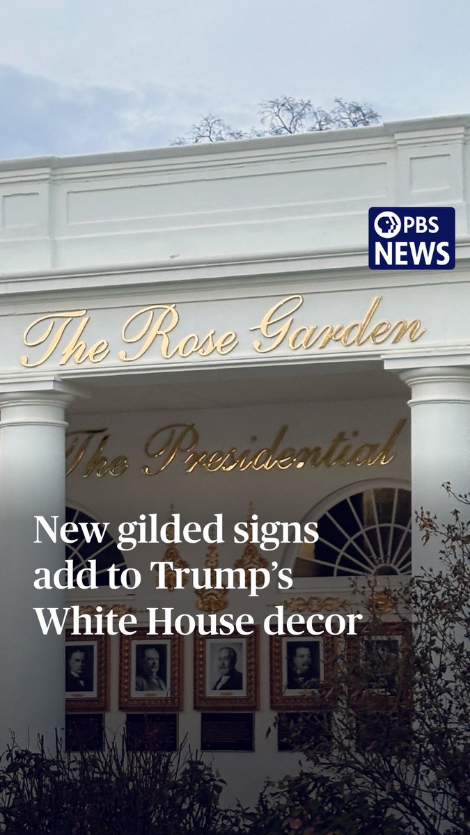 The White House press corps noticed something new on Tuesday. A new sign for the White House Rose Garden is now located in front of the patio space where the president holds outdoor events, including dinners. Other signs in similar cursive gold script recently appeared outside of the Oval Office and outside of the West Wing. They are among the many aesthetic changes President Donald Trump has made at the White House complex, including the demolition of the East Wing. Liz Landers reports.