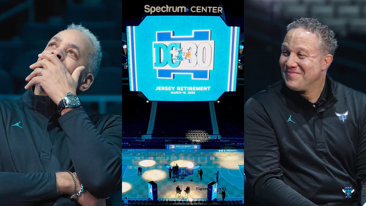 The Charlotte Hornets staged an elaborate interview with Dell Curry, at the end of which Eric Collins surprised him with the news that the team is retiring his jersey... 🥹