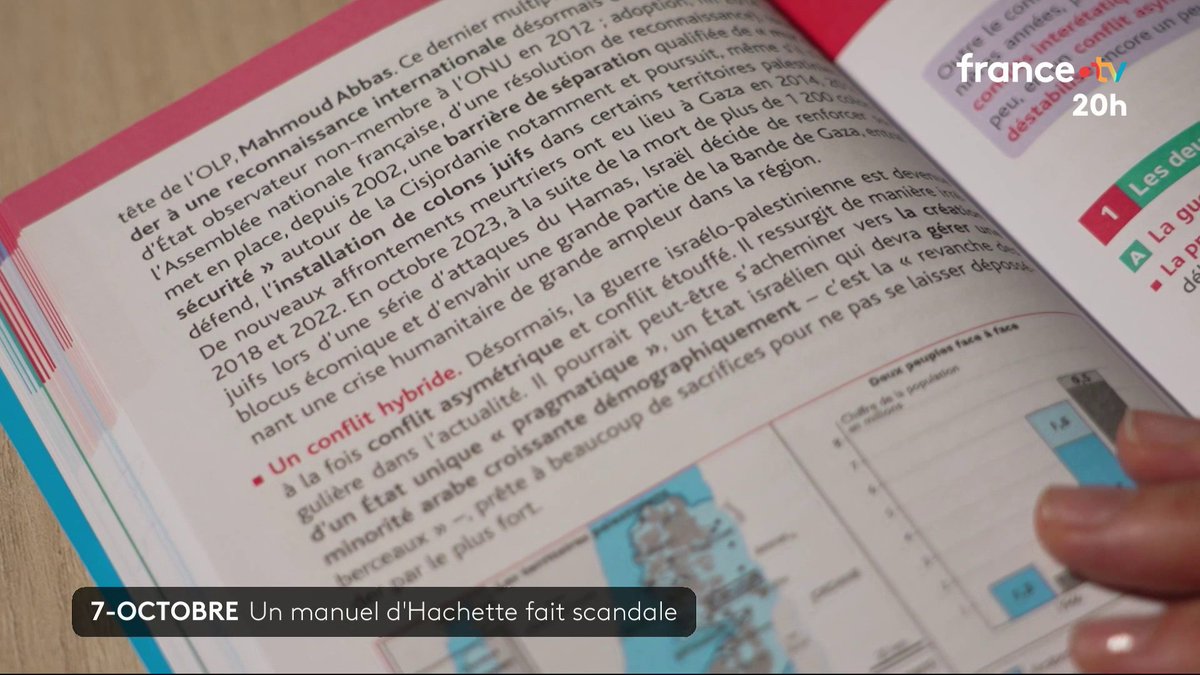 📖❌ Tollé après la publication d’un manuel de révision du bac : E. Macron a jugé “intolérable“ certains passages sur les attentats du 7 octobre en Israël et l’éditeur Hachette a rappelé les ouvrages concernés. #JT20h