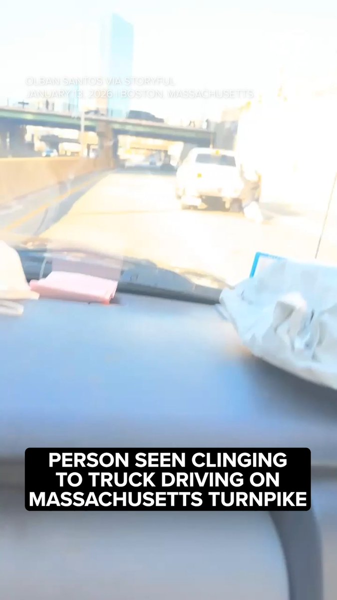 A man experiencing a mental health crisis was seen clinging to the bed of a pickup truck on the Massachusetts Turnpike in Boston on Tuesday before being located by police and taken to a hospital for evaluation.