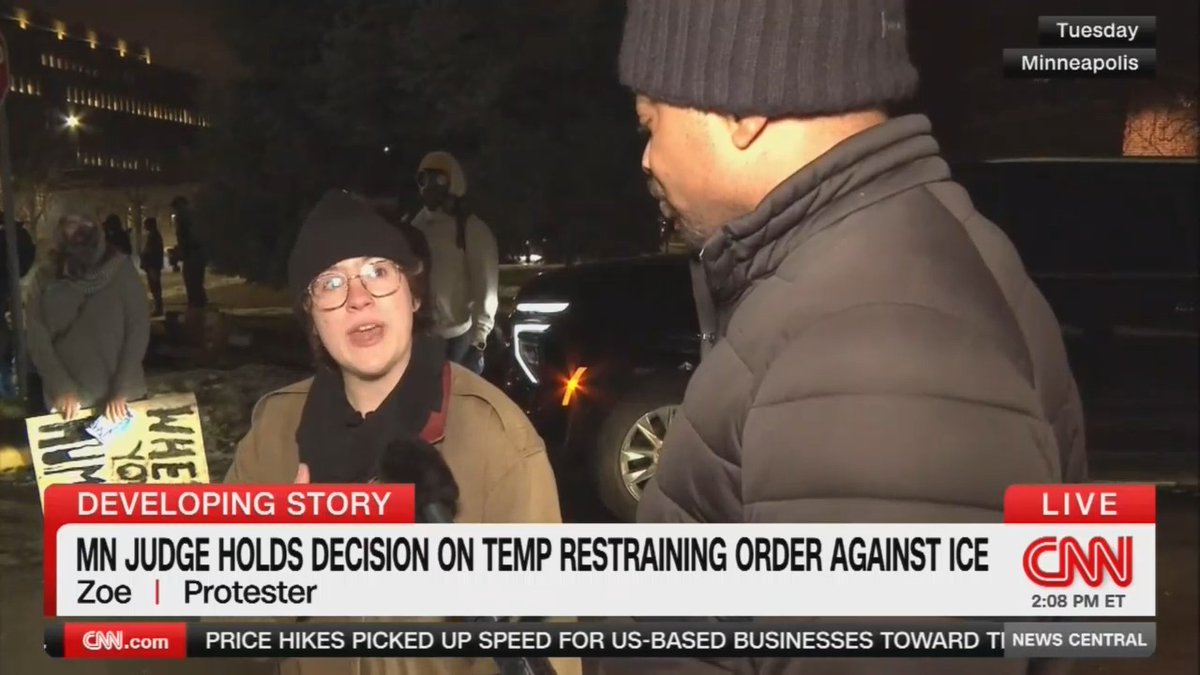 Protester: Clearly, if they're throwing weapons at us, they're afraid. They don't want us here because we know we have power against them. I'm not going anywhere. I'm going to be out here for the coming weeks until ICE is off of our streets and stops terrorizing our neighbors and killing our neighbors.