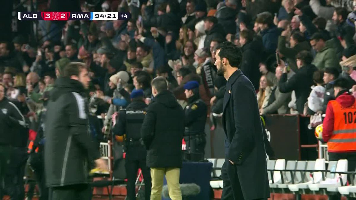 MINUTES AFTER MADRID EQUALIZED ALBACETE SCORES A WONDERFUL GOAL TO WIN IT VS. REAL MADRID AT THE END OF STOPPAGE TIME! REAL MADRID ARE HEADED OUT OF THE COPA DEL REY 😱