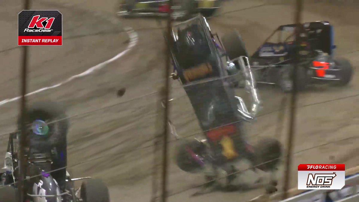 💥 Sammy Swindell okay after a massive ride in Heat #4! #ChiliBowl | NOS Energy Drink