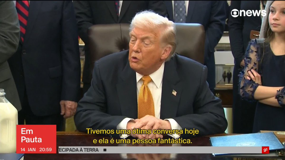 Trump diz que presidente interina da Venezuela é "uma pessoa fantástica". ➡Assista ao #EmPauta: #GloboNews
