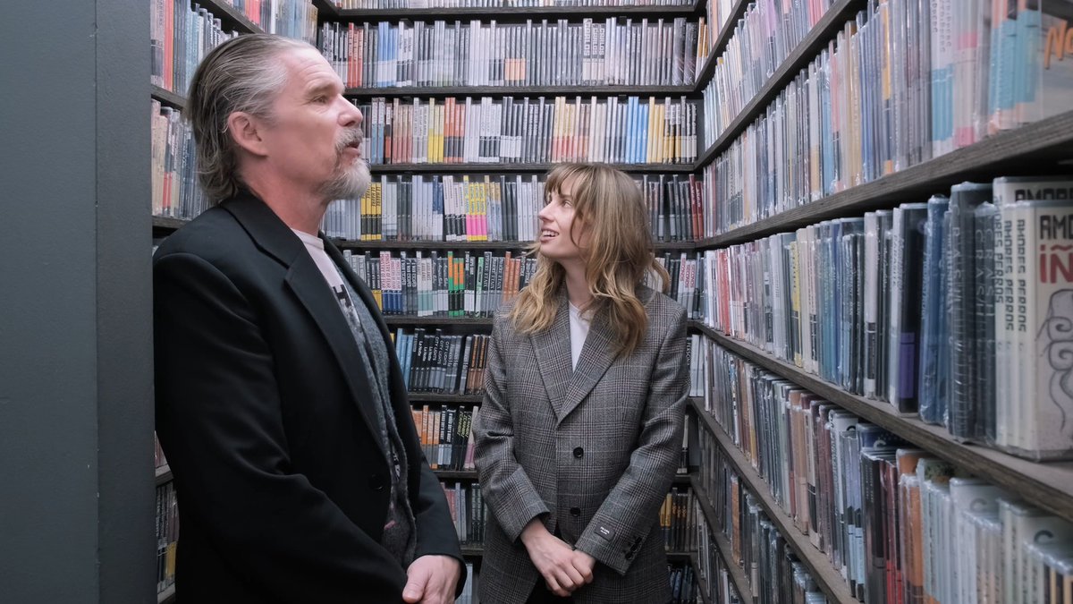 Ethan Hawke and Maya Hawke, two genuine cinephiles, inside the Criterion Closet.