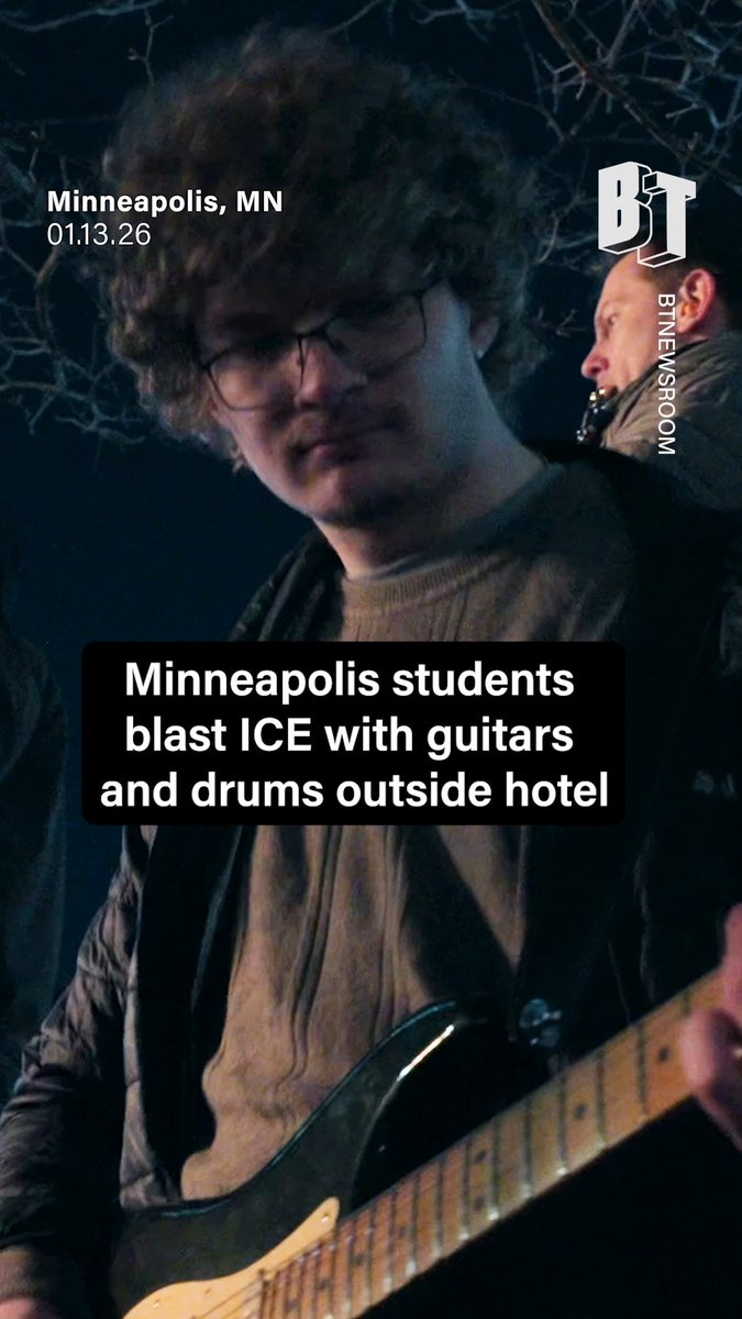 Last night, University of Minnesota students held a noise demo blasting guitars and beating drums outside the Graduate Hotel, where ICE agents were reported to be staying.