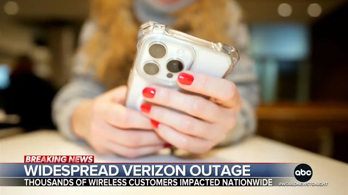 Verizon Wireless experienced a widespread service outage, leaving more than a million customers unable to receive calls or reach 911. Law enforcement sources told ABC News the outage is believed to be problem with a server. Aaron Katersky has the latest.