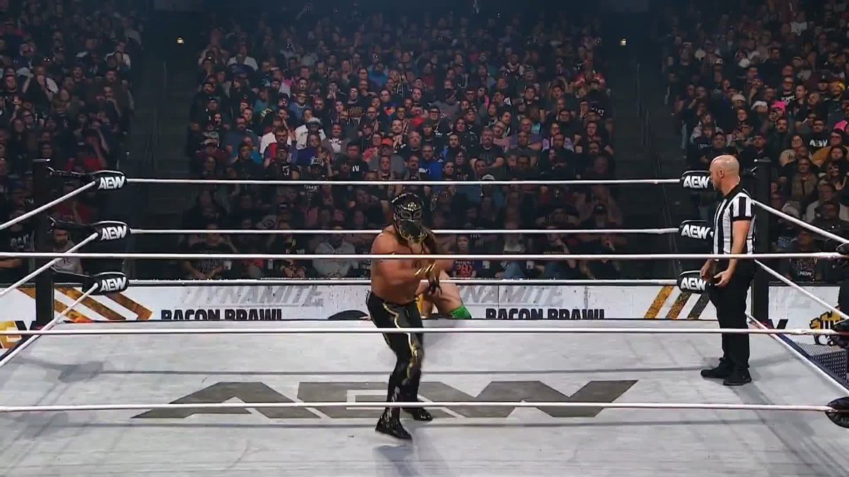 .Bandido🔫🌵 clears the barricade from the top rope! Watch #AEWDynamite LIVE on TBS & HBO Max