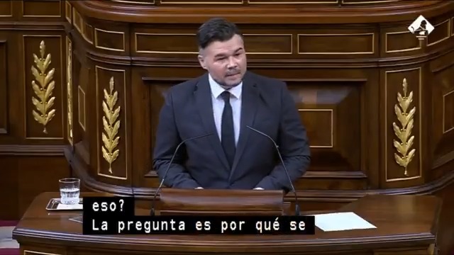 #EnDirecto | Rufián: "Hoy ser chungo y mala persona está de moda. Hoy un pedófilo y un violador llamado Trump se pasea por el mundo como un bully por el pasillo del instituto dando collejas. Lo peor es que está rodeado de lamebotas que le aplauden como focas. Aquí son PP y Vox"