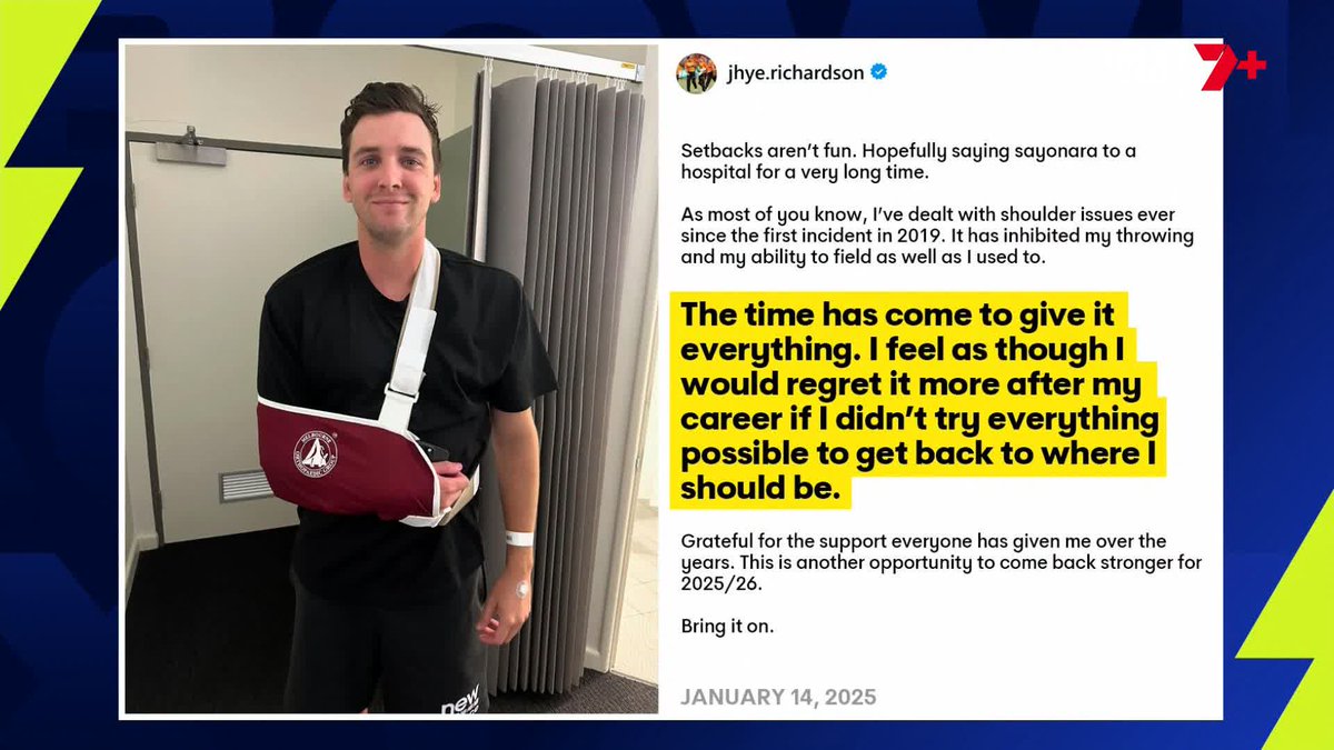12 months ago, almost to the day, Jhye Richardson said "the time has come to give it everything" after opting to go in for shoulder surgery. Fast forward to today and the progress gives Richardson goosebumps 🙏