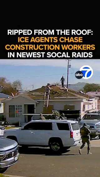 Construction workers flee, hopping from roof to roof as ICE agents move in, chasing them up ladders on a Montebello house. The wild cat-and-mouse game caught on camera, fueling outrage. Eyewitness News is live as raids ramp up, and pushback heats up. This morning at 6 from ABC7