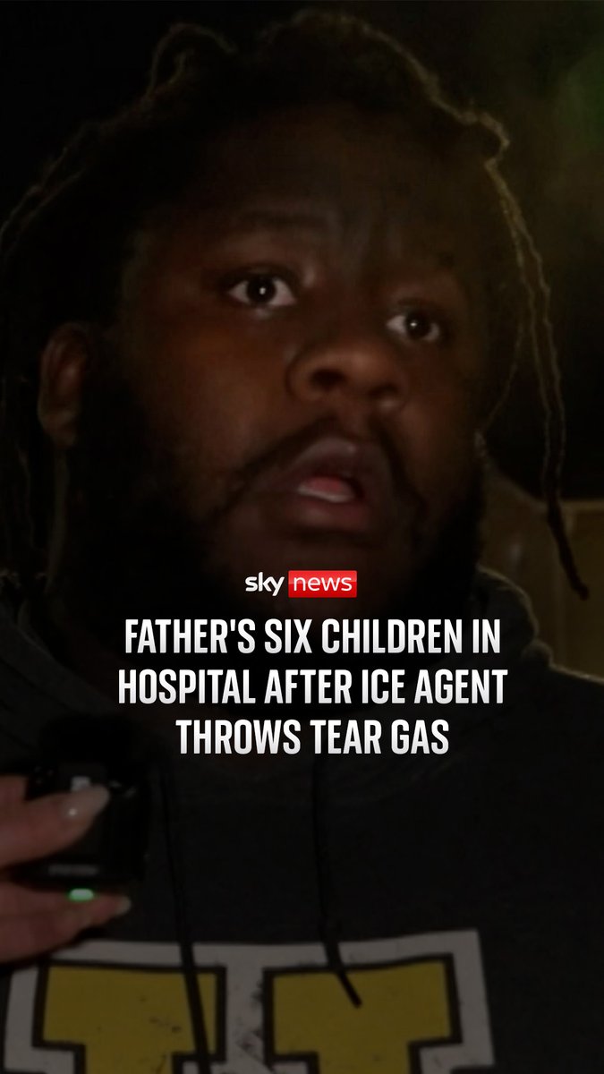 A father-of-six tells Sky's @MarthaKelner that his children, aged between six months and 11 years old, have been taken to hospital after a US Immigration Enforcement and Customs (ICE) agent threw tear gas at his family car in Minneapolis.