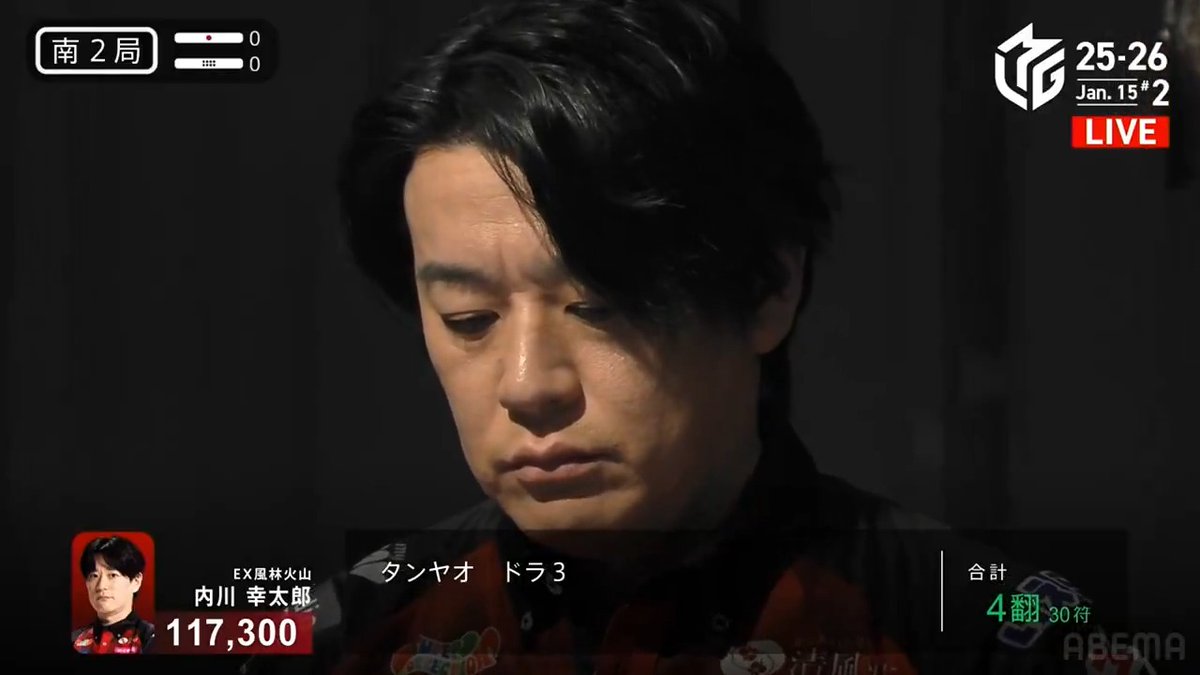 #Mリーグ 2025-26試合ダイジェスト📹 南1局 #内川幸太郎 選手の満貫のアガリ！ 最高スコア目前に迫った内川選手 柴田選手のリーチを受けるもドラ3の手牌で 猛然と押し返しタンヤオ聴牌！ 柴田選手から🀋ロン！ 8000のアガリで暫定最高スコア11万2800点を更新！ 👇動画タップで今すぐ無料視聴