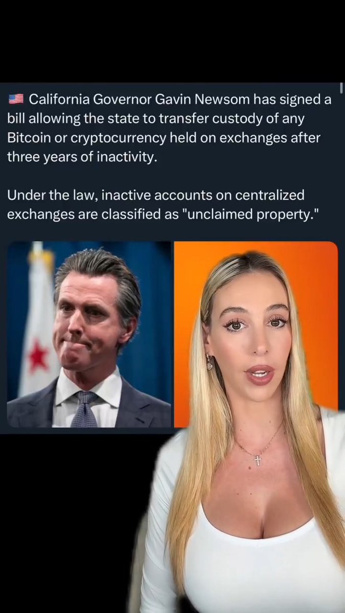 California Governor Gavin Newsom has signed a bill allowing the state to seize Crypto held on exchanges after three years of inactivity. Here’s how you can protect your crypto! Edge #bitcoin #xrp #gavinnewsom #ca