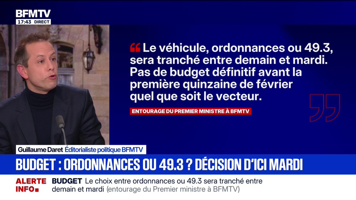 Ordonnances ou 49.3? Le gouvernement se prépare à faire adopter le budget 2026 mais se décidera sur le mode d'adoption entre "vendredi et mardi"