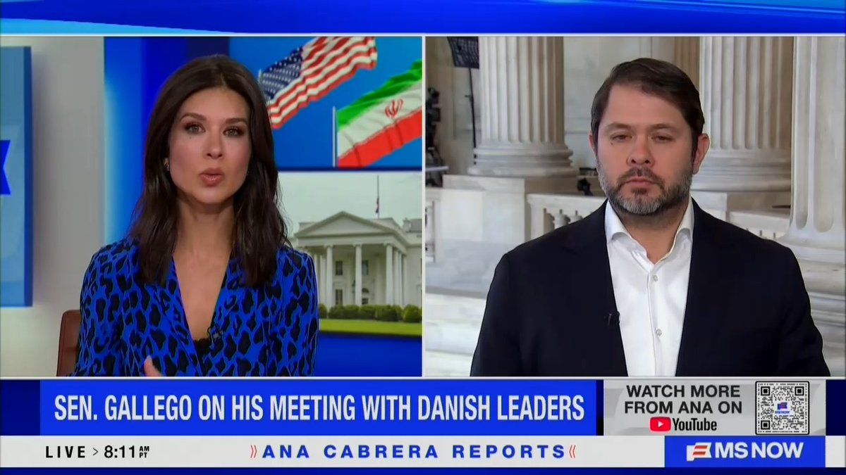 Q: Is there a way to address the president's security concerns without handing over Greenland? Sen. Gallego: No, because this has nothing to do with actual security concerns. This is Trump being an idiot.