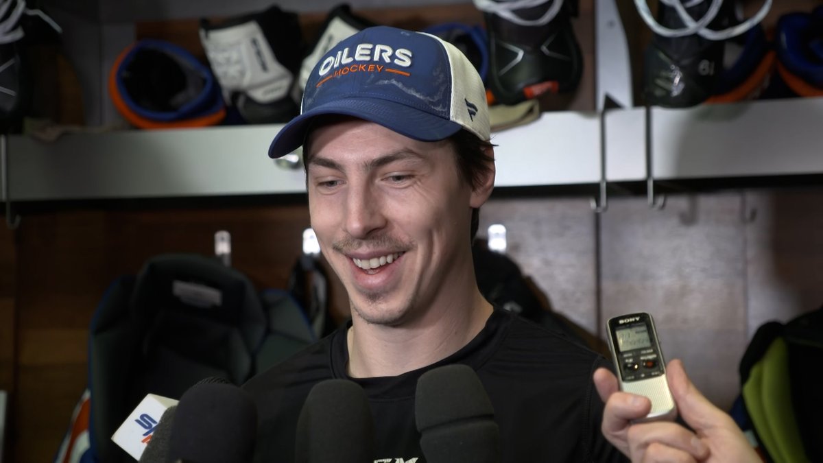 “It’s hard to fathom it sometimes. For my family &amp; friends it’s an exciting time. For me, I will just try to play my game." Ryan Nugent-Hopkins speaks after #Oilers morning skate as he looks ahead to his 1,000th NHL game on Sunday. Enterprise | #LetsGoOilers