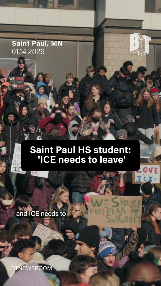 "It's important to show the government how much power we have." Yesterday, Twin Cities high school students walked out of classes and rallied at the State Capitol demanding ICE out of their city. BT News spoke with Eleanor on why she decided to participate in this mass demonstration. This marked the third day in a row of student walkouts.
