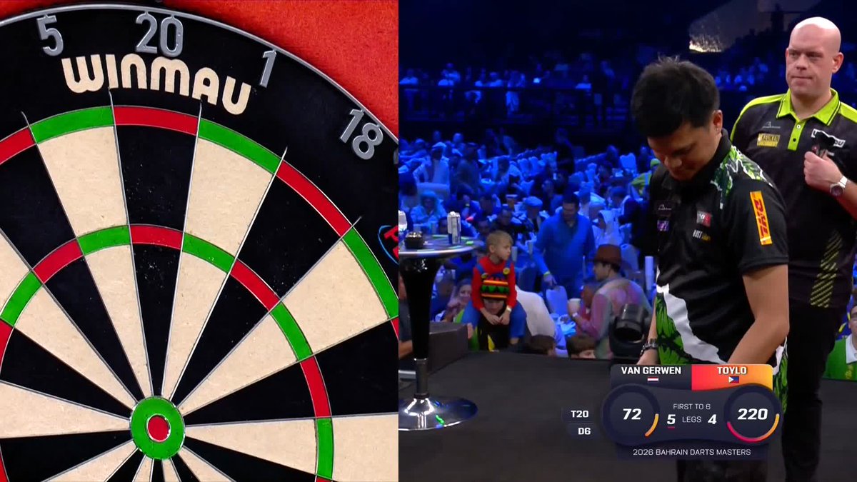 VAN GERWEN BATTLES THROUGH! Alexis Toylo gives Michael van Gerwen a real test, but Mighty Mike does enough to squeeze into the Quarter-Finals in Bahrain. 📺 #BahrainDarts | R1
