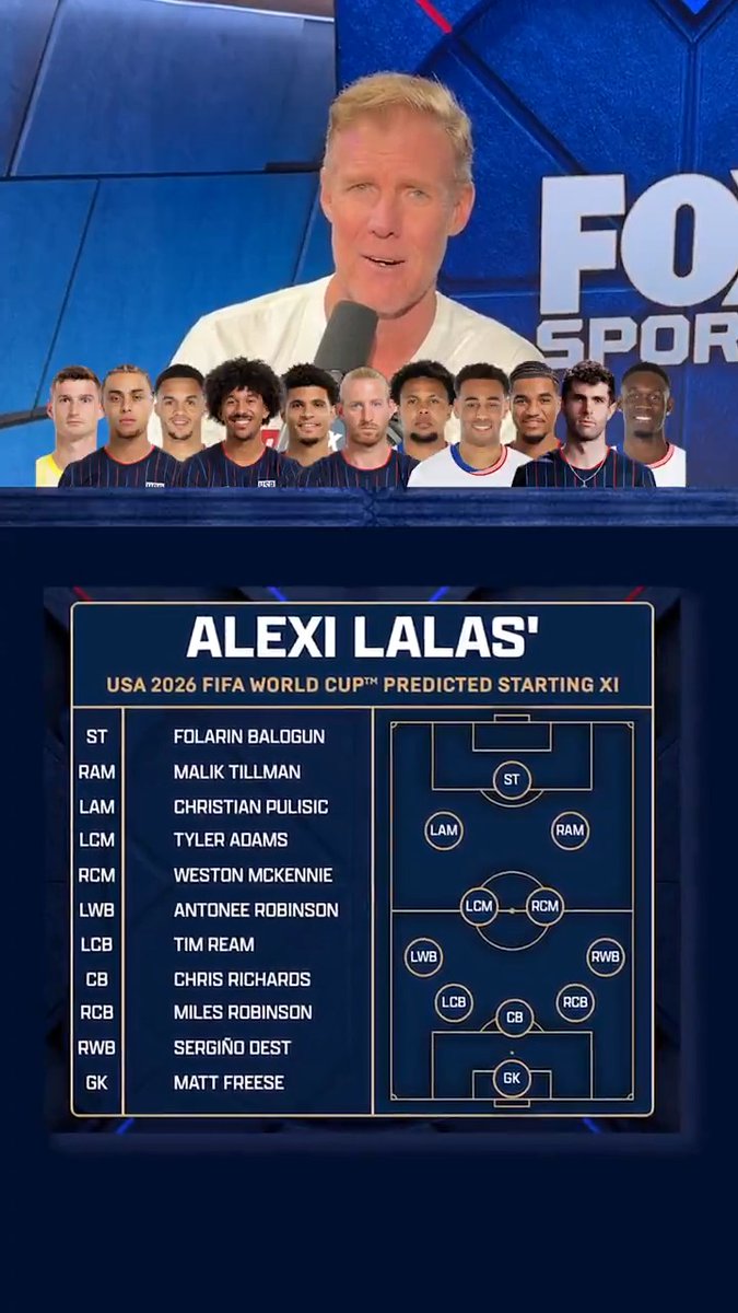 Thoughts on Alexi Lalas' predicted Starting XI for the U.S. Soccer Men's National Team during the 2026 FIFA World Cup? 🇺🇸