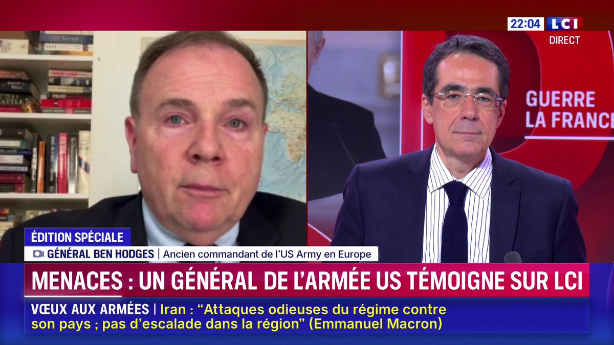 🔴 Menaces : un général de l'armée américaine témoigne sur LCI "La meilleure manière de protéger l'Europe, c'est d'aider l'Ukraine à vaincre la Russie, qui n'attaquera pas l'Europe, sauf si l'Ukraine échoue" : Ben Hodges 📺 Édition spéciale sur LCI avec Darius Rochebin