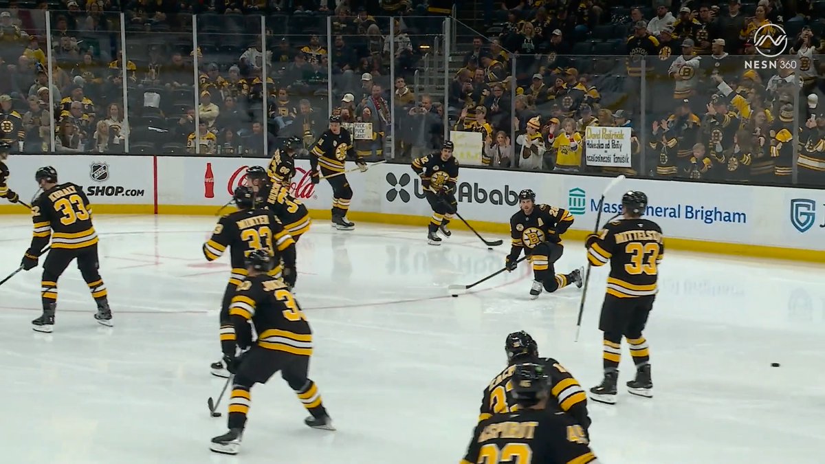 The Bruins all rocked 33 with no visors in warmups for Chara’s jersey retirement night 👏