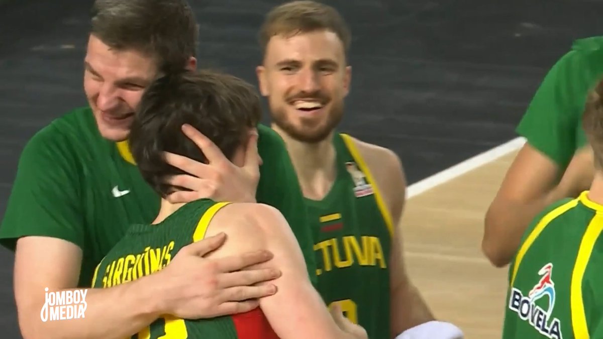 Lithuania's Ignas Sargiūnas does his best Tracy McGrady impression in a World Cup qualifying game