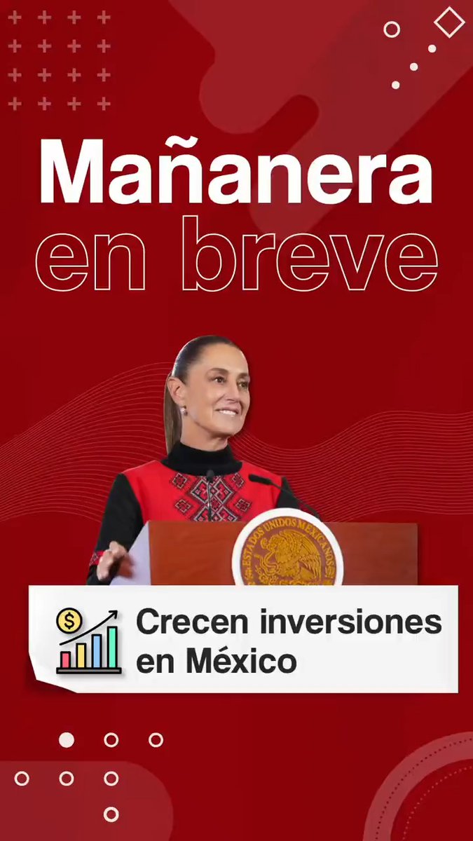 La #MañaneraEnBreve de la presidenta Claudia Sheinbaum Pardo: 💰 Inversión adicional de mil 300 mdd en nuestro país. ➡️ Certidumbre en México para inversiones. 🗳️ Reforma electoral representa a todos.