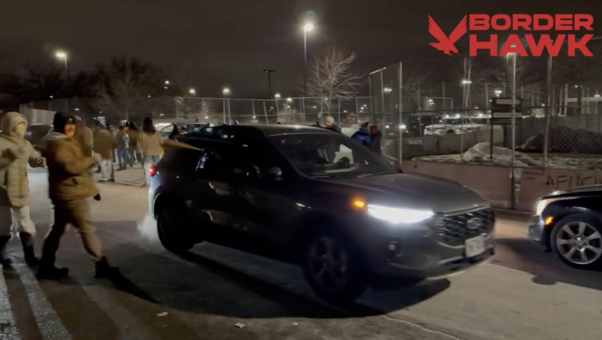 Anti-ICE protester hits a federal vehicle in Minneapolis on Thursday night. Instantly regrets it as he’s sprayed in the face.