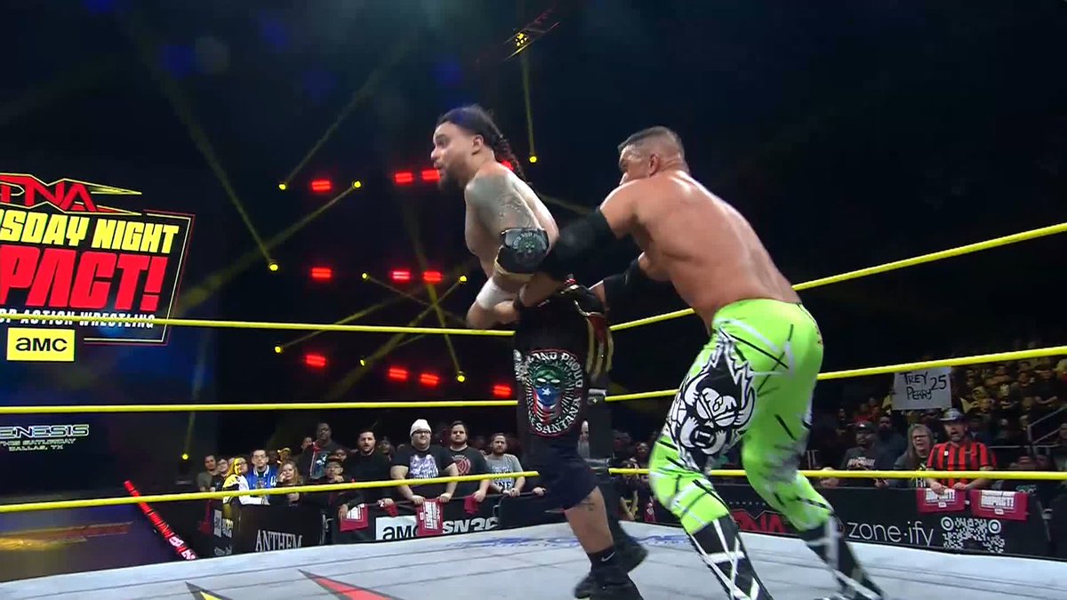 Rolling Buck 50 SHUT DOWN with a Back Stabber from The TNA World Champion! 👑 Frankie Kazarian 👑 Mike SANTANA🇵🇷 #TNAiMPACT
