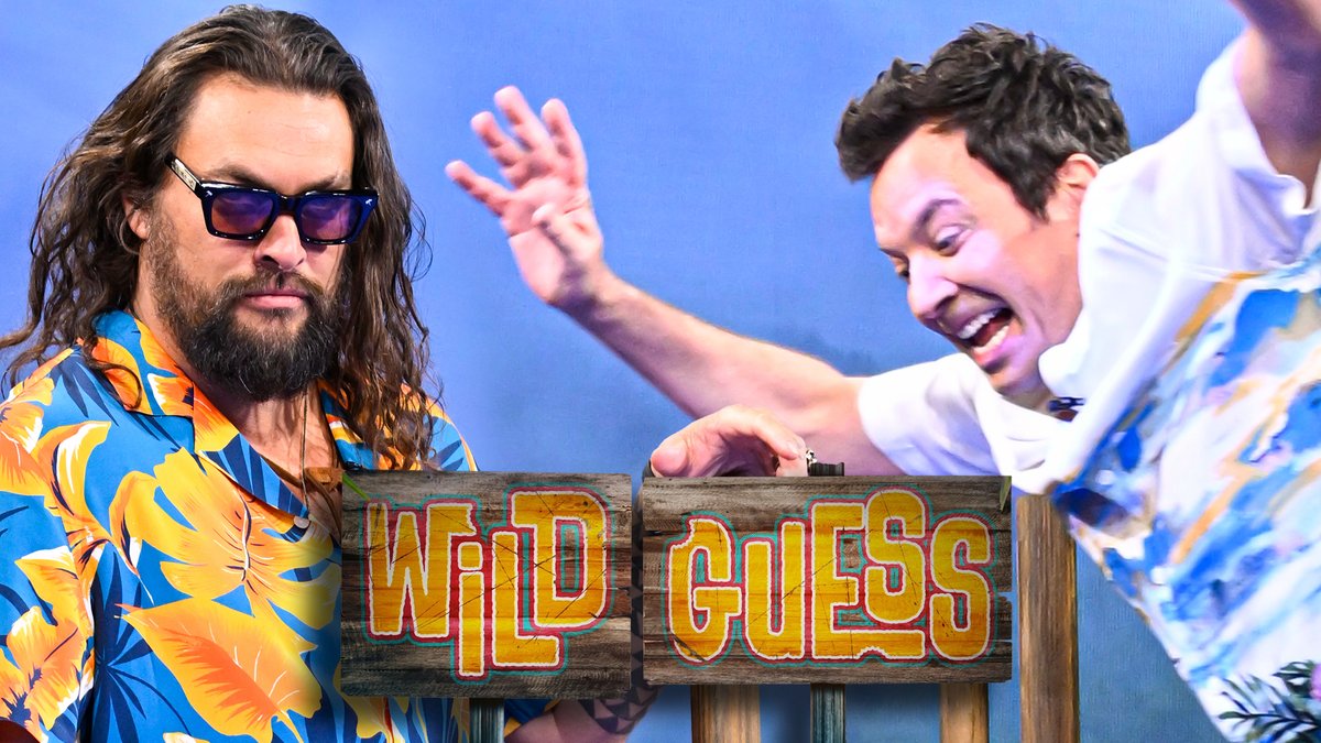 Jason Momoa and Jimmy *attempt* to guess if facts are true or false and if they're wrong, the floor underneath them spreads apart in Wild Guess! 🦈 #FallonTonight