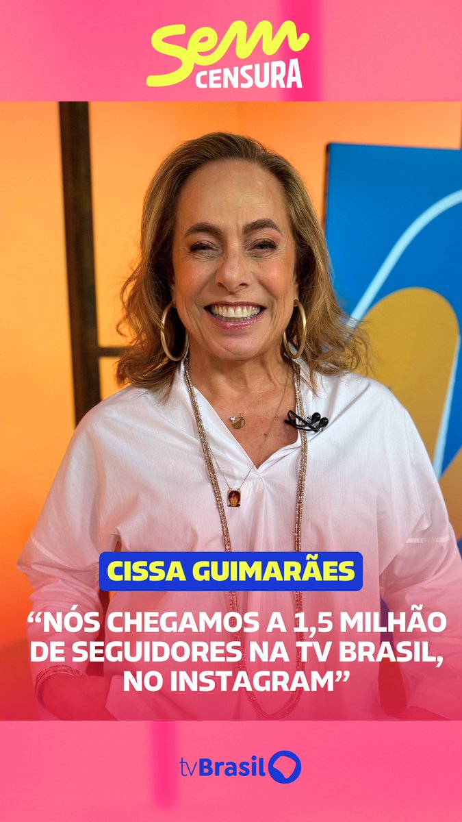 Alcançamos 1,5 milhão de seguidores! 🎉📺 A nossa apresentadora, Cissa Guimarães, comemora esse marco no Instagram da #TVBrasil e agradece a cada pessoa que caminha com a gente nessa trajetória. 🫶 Viva a comunicação pública! ✨