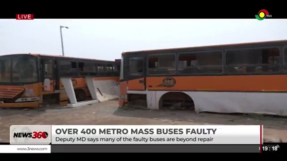 Metro Mass Transit is facing a severe fleet shortage, with over 400 buses broken down, according to Deputy MD Haroun Apau-Wiredu. He told TV3 that many buses are unrepairable, and spare parts for salvageable ones are scarce in West Africa, worsening Accra's transport crisis. #3NewsGH #TV3GH
