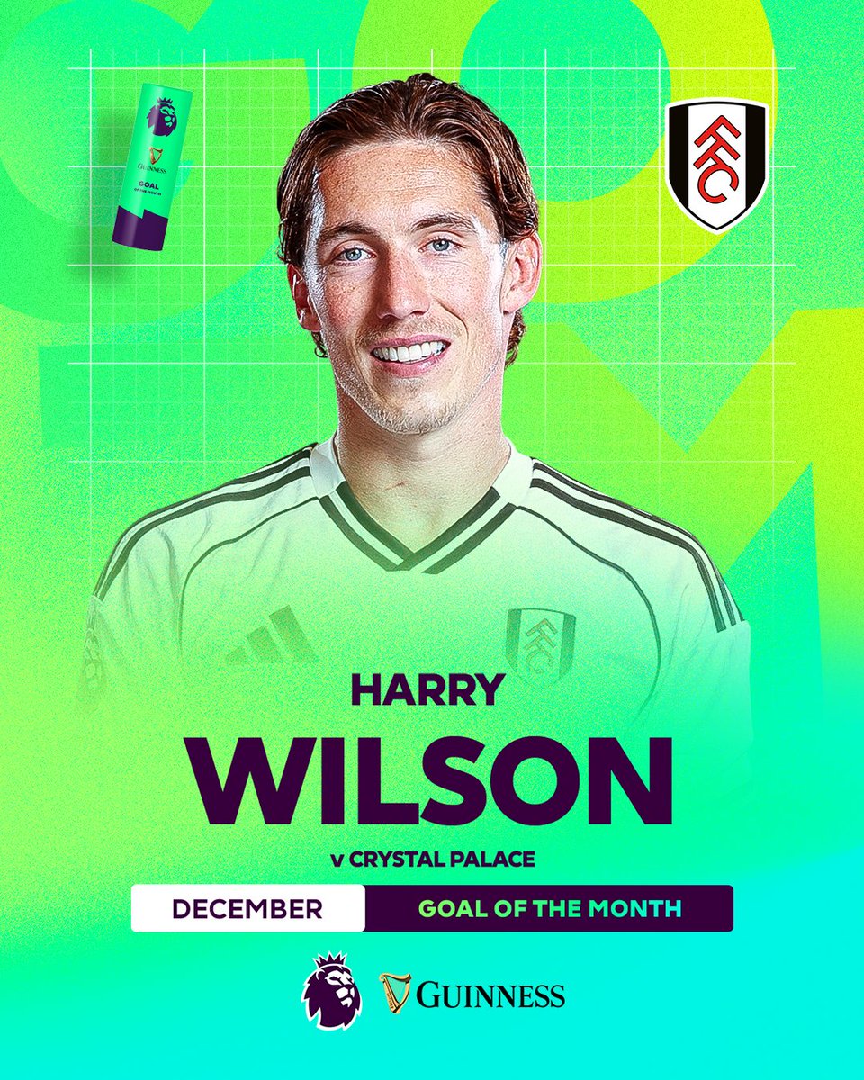 The one-two was neat, but the finish was even better! 💫 Fulham Football Club’s Harry Wilson wins December’s Guinness Goal of the Month