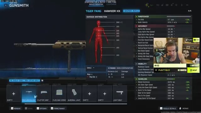 New Hawker sniper is pretty gross, I like it better than the recon, here's the build I landed on! BUILD CODE: R05-3YFX8-U611 WZ gunplay is actually pretty fun right now but just no content to go along with it, sad.