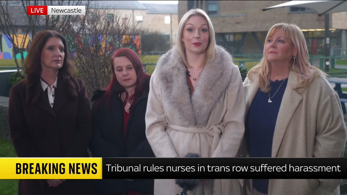 An employment tribunal has delivered its judgment in the case of a group of nurses at Darlington Memorial Hospital who complained about a transgender colleague's use of a female changing room. The nurses speak to Sky’s Matt Barbet on the ruling