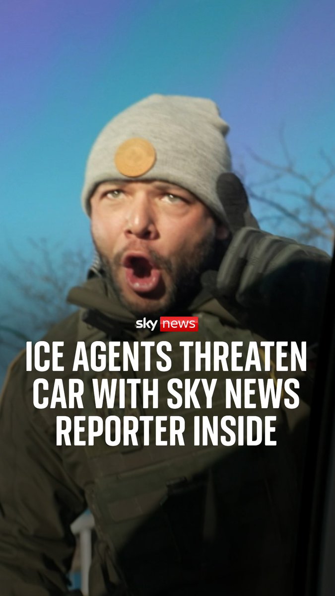 ICE agents threaten a car with Sky's Martha Kelner inside as she reports on mounting tensions in Minneapolis. The confrontation came as protests continued after a man was shot in the leg by an ICE officer just miles away from mother-of-three, Renee Good, was killed last week
