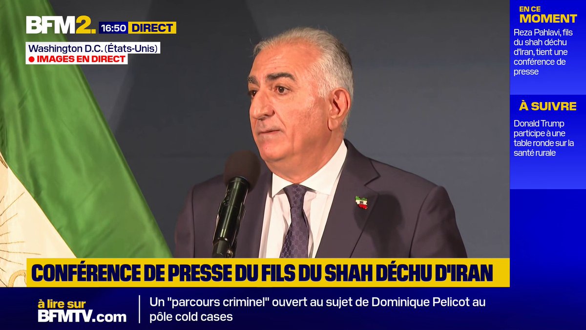 💬 "Le monde pourra enfin respirer" S'exprimant en français, Reza Pahlavi, fils du shah déchu d'Iran, appelle les dirigeants mondiaux, dont Emmanuel Macron, à se "débarrasser" du régime actuel en Iran #BFM2