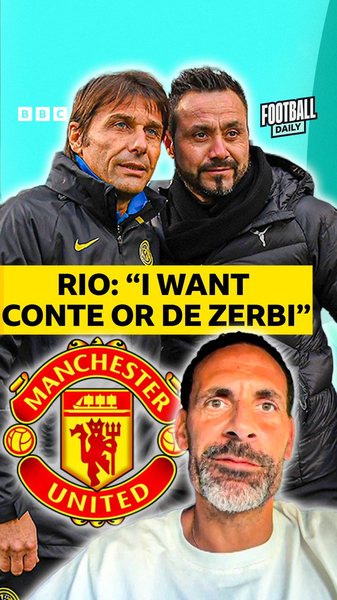 “We need a LUNATIC!” 🤪👔 👹 Rio Ferdinand wants Conte or De Zerbi at #MUFC 👀 #BBCFootball