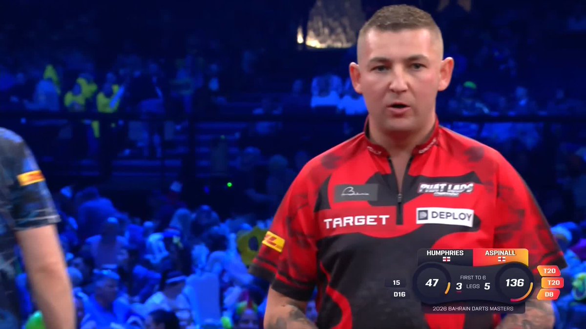 ASPINALL SEES OFF HUMPHRIES ✅ First Luke Littler, now Luke Humphries is out of the 2026 Bahrain Darts Masters as Nathan Aspinall wraps up a 6-3 victory! 📺 #BahrainDarts | QF