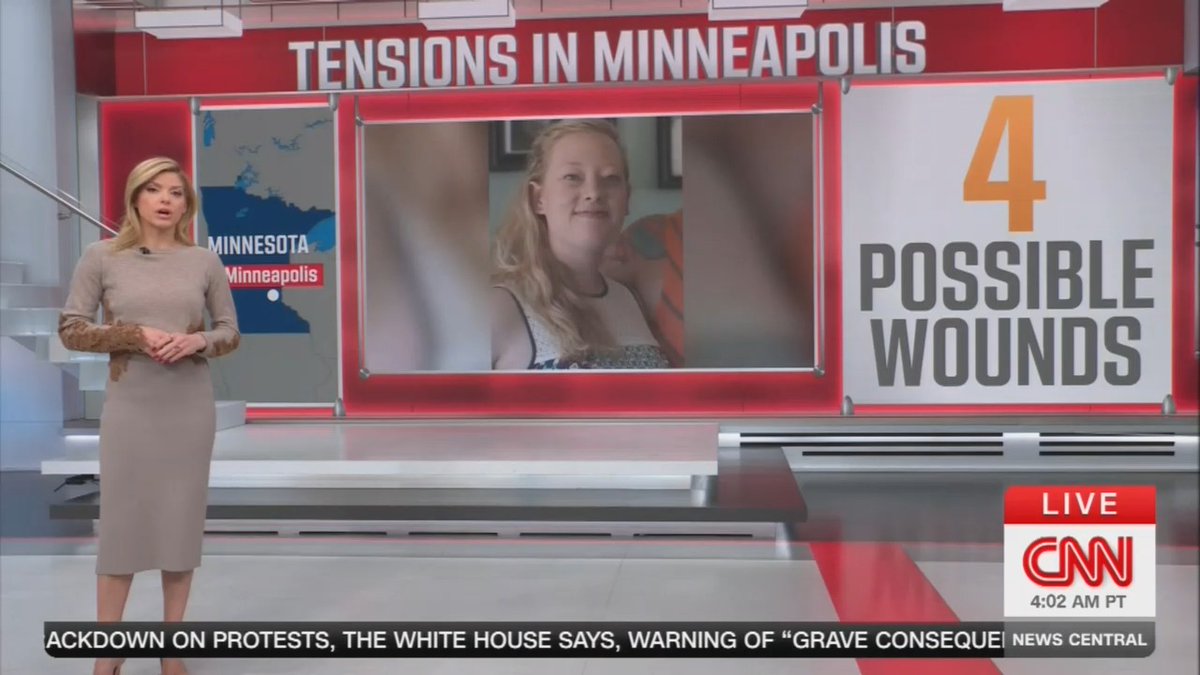 Host: An incident report from the Minneapolis Fire Department says Renee Good was found with up to 4 gunshot wounds. 2 to her right chest, 1 in her left arm, and a possible gunshot to the left side of her head.