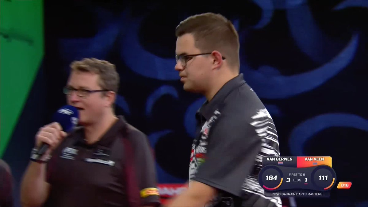VAN VEEN REPLIES! What a match this is turning into 🔥 Gian Van Veen follows a break of throw with a 111 finish to reduce the deficit to 3-2 and come to life in this tie against Michael van Gerwen! 📺 #BahrainDarts | Final