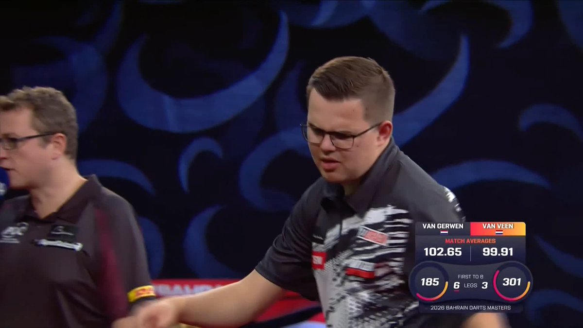 VAN VEEN NOT DONE YET! Gian van Veen has won two consecutive legs to stop the rot against Michael van Gerwen - although the latter still leads 6-4 in a race to eight! 📺 #BahrainDarts |Final