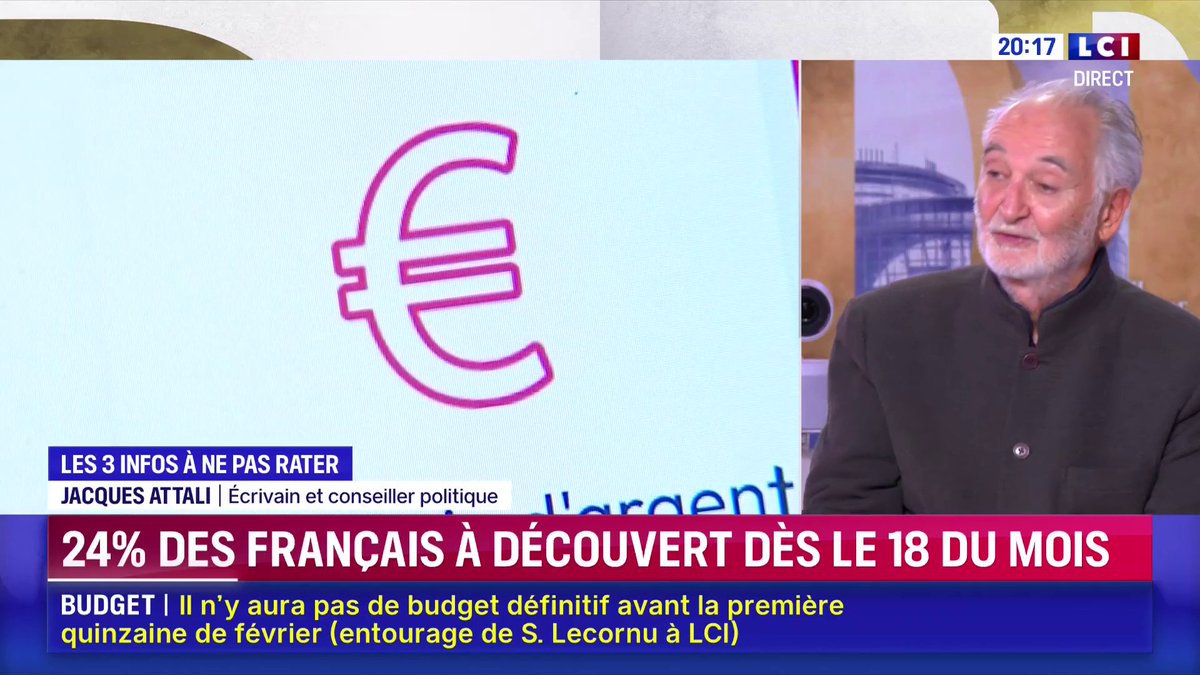 🔴 24% des Français sont à découvert dès le 18 du mois 🗣️ "Il y a à la fois un problème de manque de moyens et un problème d'éducation financière pour gérer son budget" : Jacques Attali 📺 Un Œil sur le monde présentée par ✦ Margot Haddad ✦