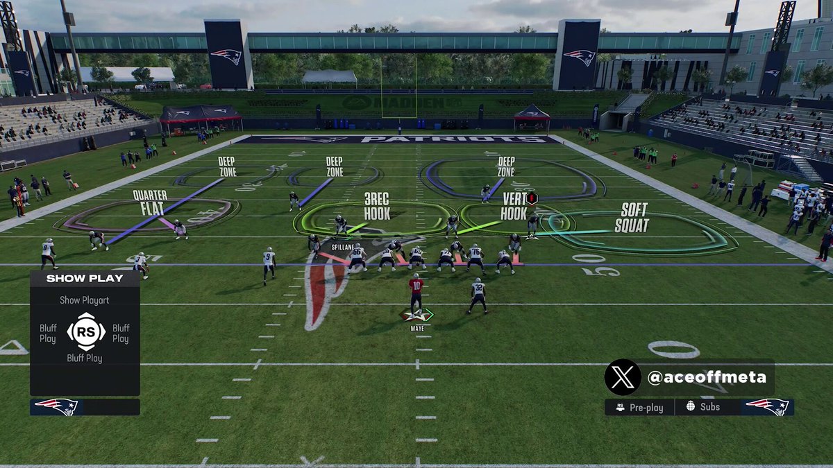 Cover 6 vs 3x1 | Madden 26 📌 MEG + 2-Read (Palms) + Cover 2 Match Against Trips, Cover 6 does not use Quarters logic in Madden. The trips side behaves like 2-Read (Palms): 🔸CB is MEG on #1 🔸Safety + quarter-flat read #2 / #3 🔸Verticals get passed, not spot-dropped This clip shows the rules, not just the play art. I’ll break down the Cover 2 Match side next.