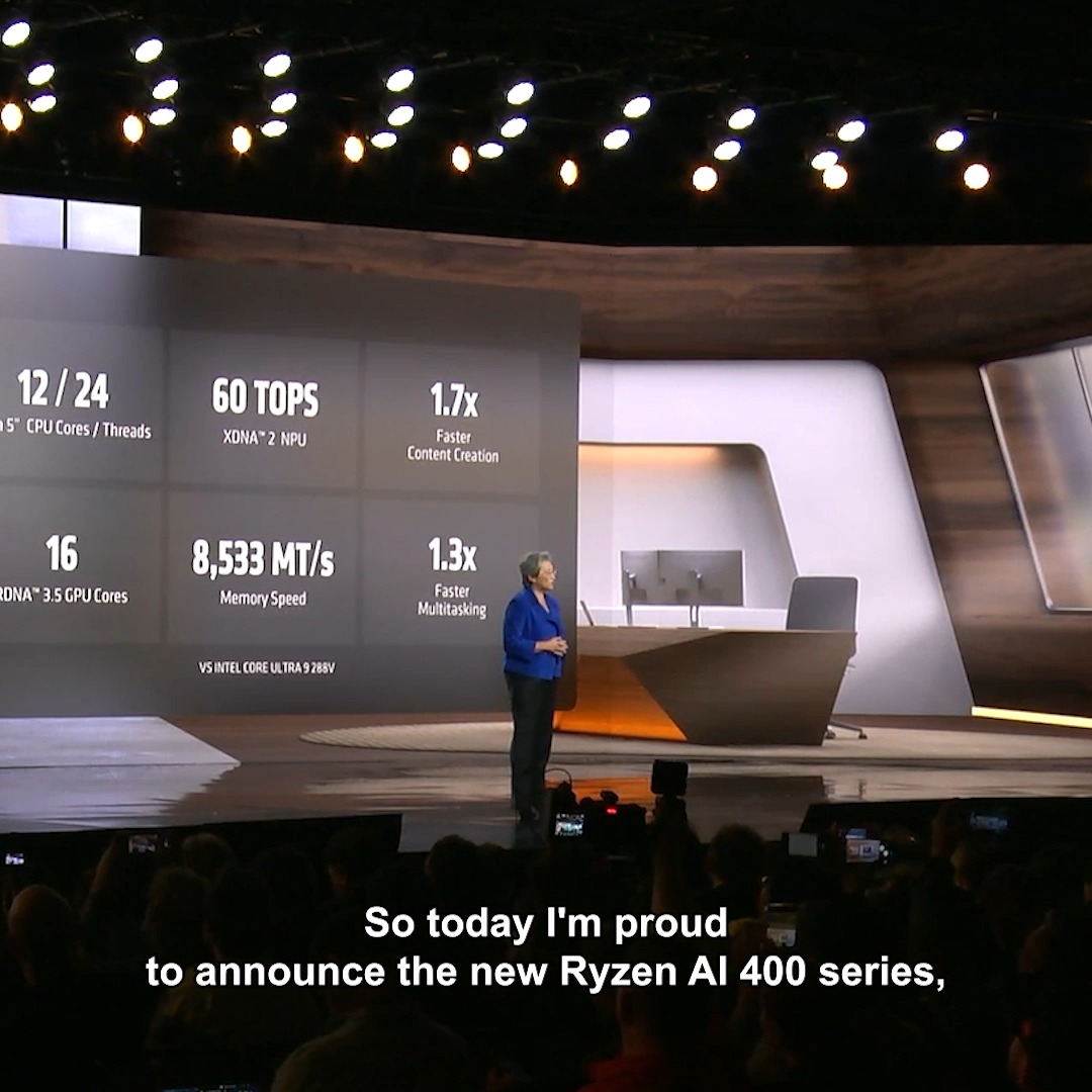 👋 Say hello to AMD Ryzen AI 400 Series! Delivering next-generation AI experiences across both consumer and commercial Copilot+ PCs, and the fastest, most intelligent and secure Windows PCs ever. Systems available from major OEMs beginning Q1 2026.