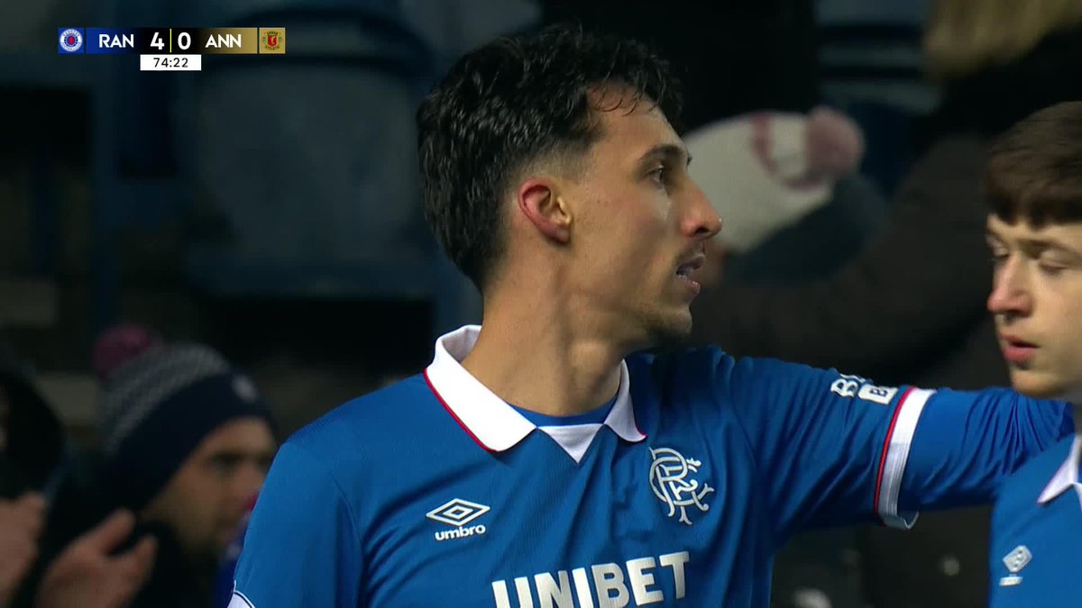 Bojan Miovski has a hat-trick! 🔥 The Rangers Football Club striker scores his third of the night after converting from the spot 🔵 #ScottishCup