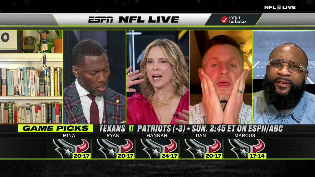 Wait for the NFL Live crew to realize they all picked Houston 😭